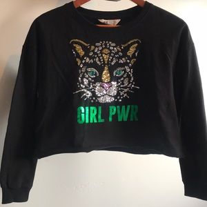 H&M-Sweatshirt, Cropped BLK Girls Size 12-14 Y